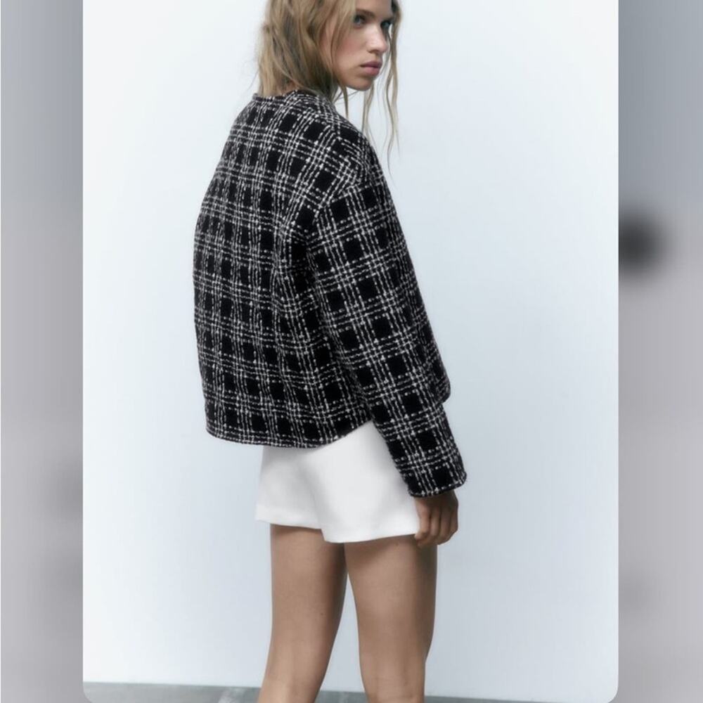 Zara TEXTURED WEAVE QUILTED JACKET Size Medium NWT - image 5